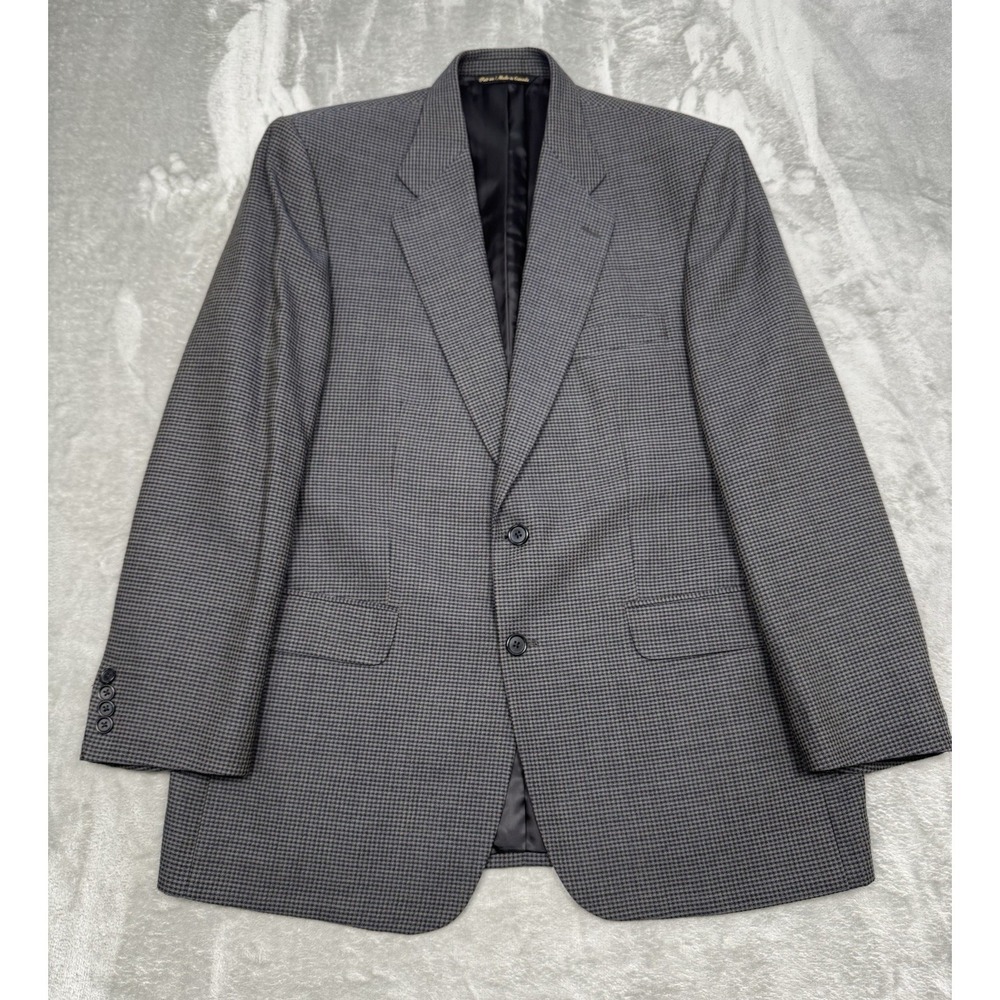 Jack Victor Sport Coat Mens 44R Lucawood Houndstooth Wool Blazer Jacket Business